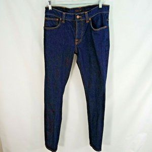 Nudie Jeans 30x33 Grim Tim Dry Open Navy Button